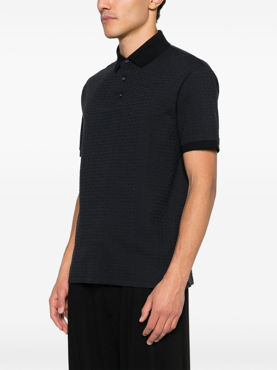 Emporio Armani Navy 100 Percent Cotton Polo Shirt For Men With Logo Detail Premium Comfort