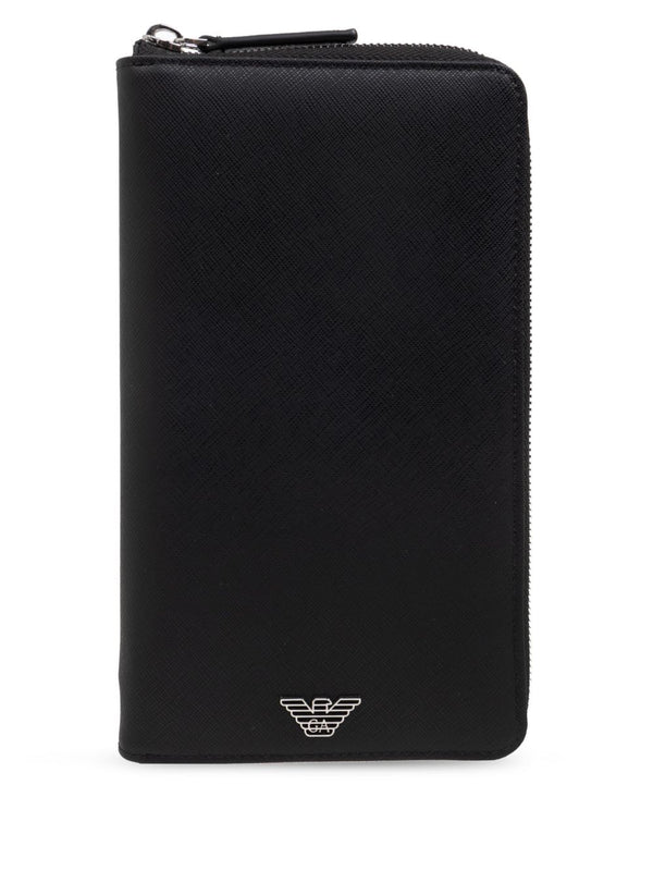 Emporio Armani Saffiano Leather Organizer With Asv Eagle Plaque