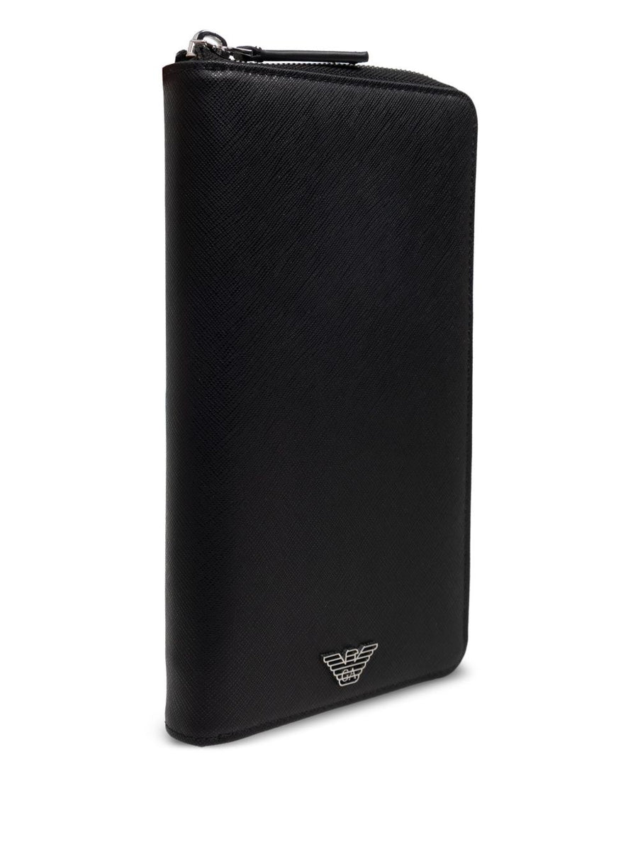 Emporio Armani Saffiano Leather Organizer With Asv Eagle Plaque