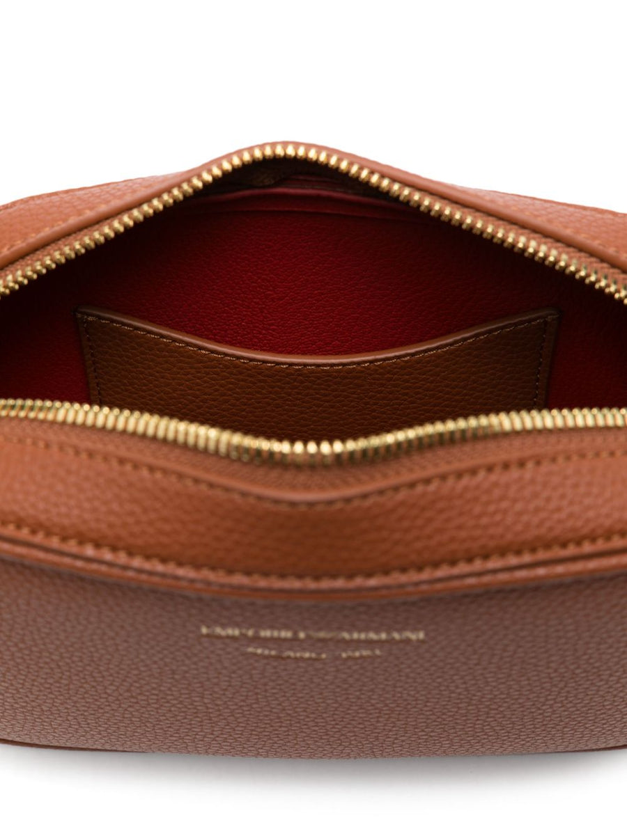 Emporio Armani Camera Bag Logo Debossed Leather Calf Pebble Texture Crossbody For Women