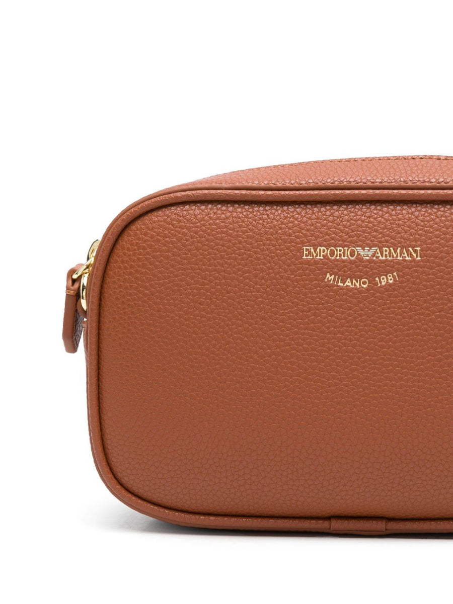 Emporio Armani Camera Bag Logo Debossed Leather Calf Pebble Texture Crossbody For Women