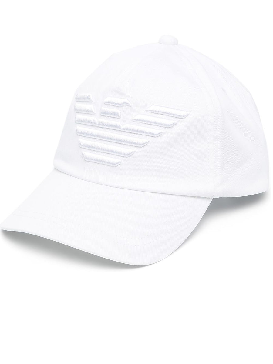 Emporio Armani Baseball Cap With Large Embroidered Eagle For Men Unisex White Cotton One Size