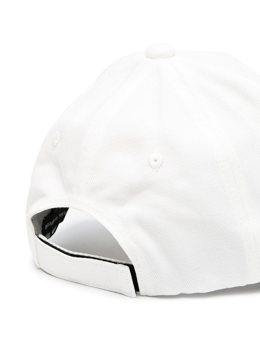 Emporio Armani White Cotton Eagle Print Baseball Cap With Embroidered Logo