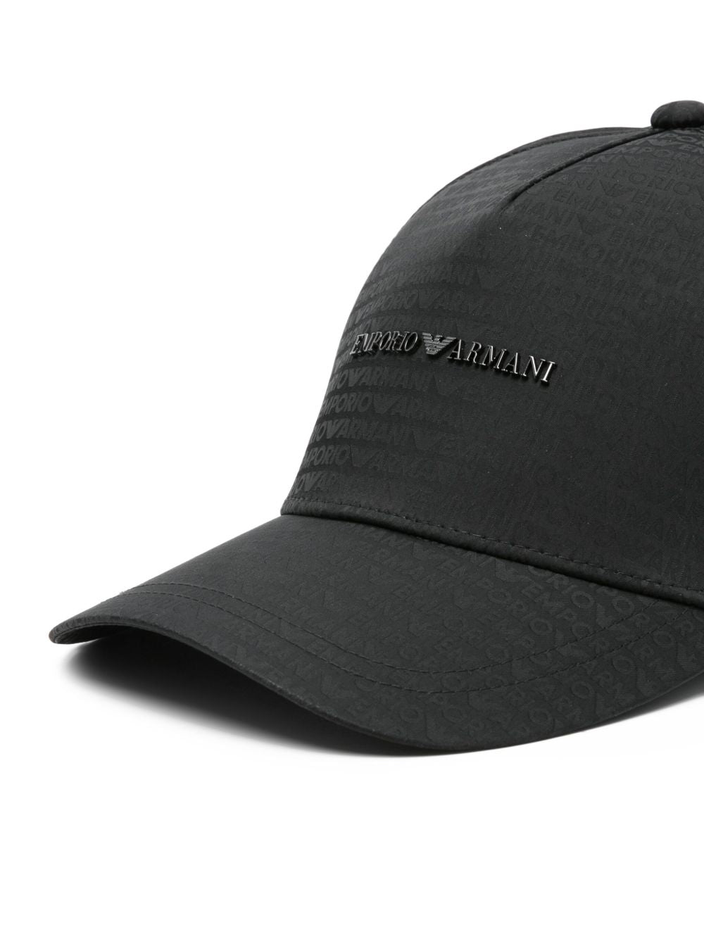 Emporio Armani Baseball Hat In Jacquard Nylon With All-Over Lettering Logo