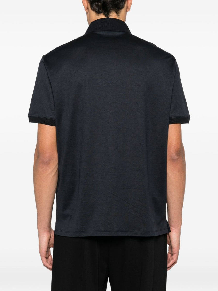 Emporio Armani Lyocell Cotton Polo Shirt Navy For Men Breathable Premium Comfort
