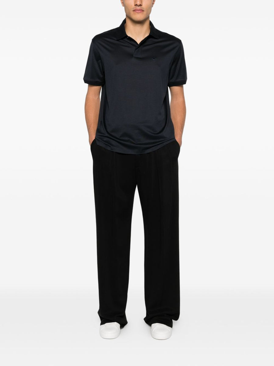 Emporio Armani Lyocell Cotton Polo Shirt Navy For Men Breathable Premium Comfort