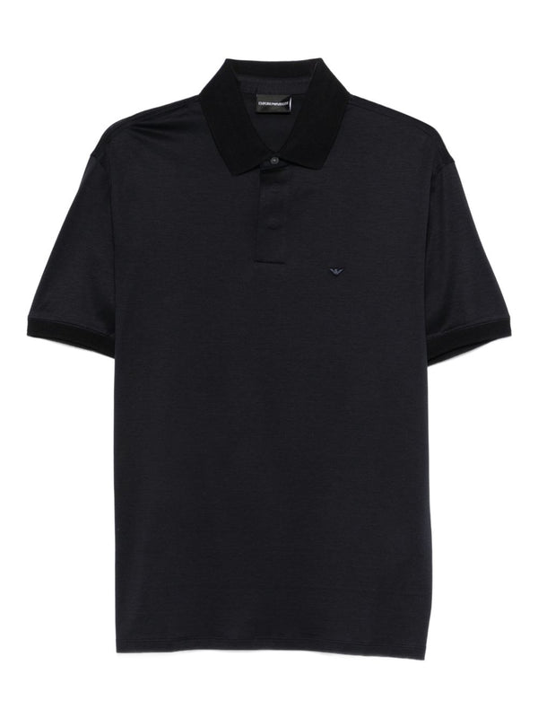 Emporio Armani Lyocell Cotton Polo Shirt Navy For Men Breathable Premium Comfort