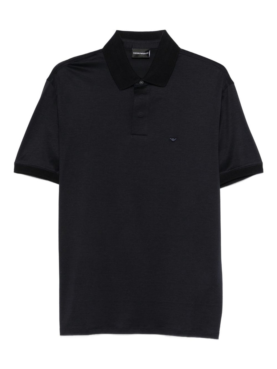 Emporio Armani Lyocell Cotton Polo Shirt Navy For Men Breathable Premium Comfort