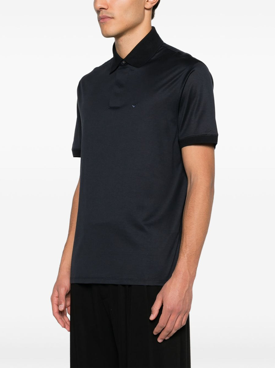 Emporio Armani Lyocell Cotton Polo Shirt Navy For Men Breathable Premium Comfort
