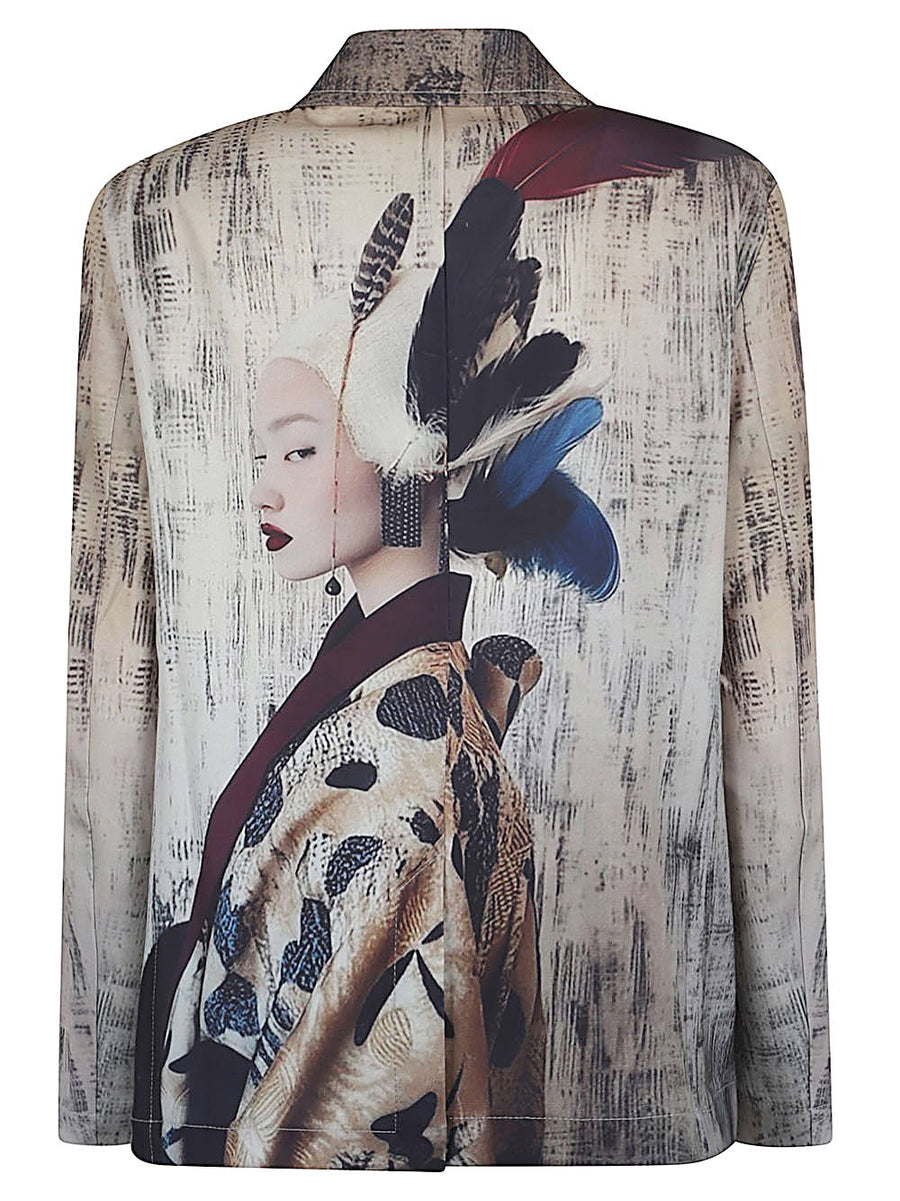 Sissiottostyle Printed Blazer For Women Single Breasted Eco Friendly Recycled Polyester Waterless Printing