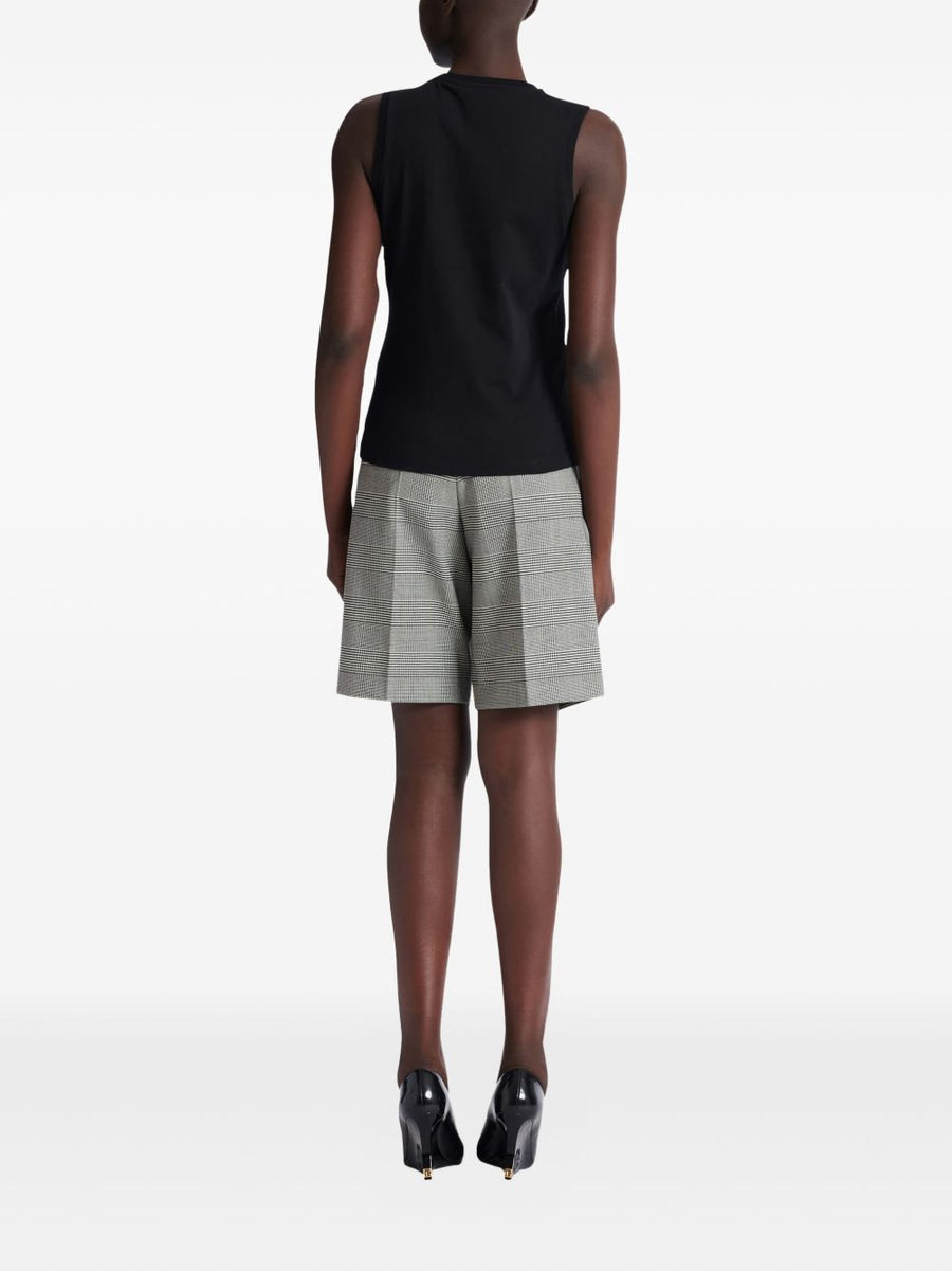Balmain Logo Cotton Tank Top For Women Organic Black Cotton Round Neck Sleeveless Brush Print Logo Minimal Luxury
