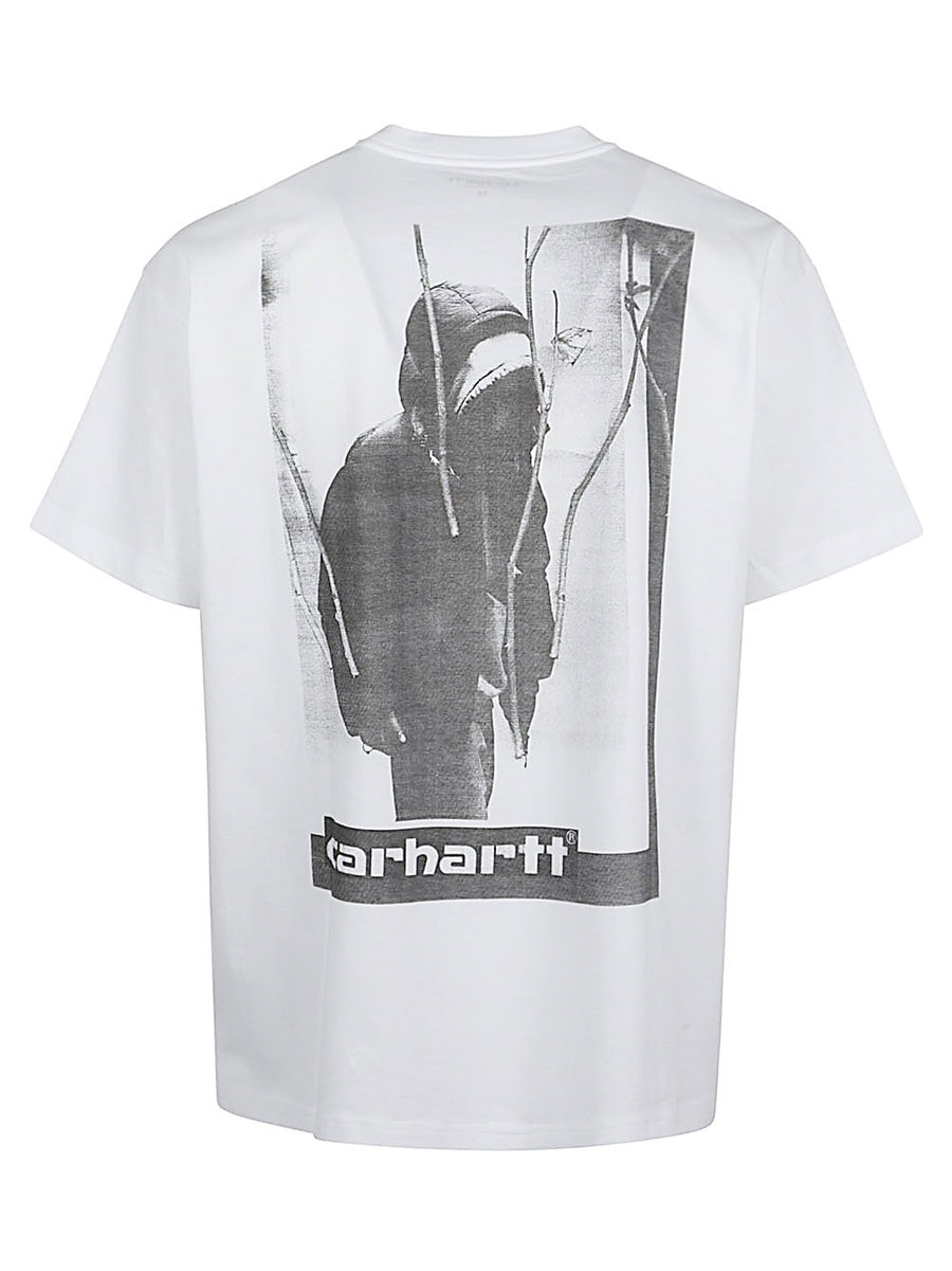Carhartt WIP Pre Logo Cotton T Shirt For Men White Crew Neck 100 Percent Cotton