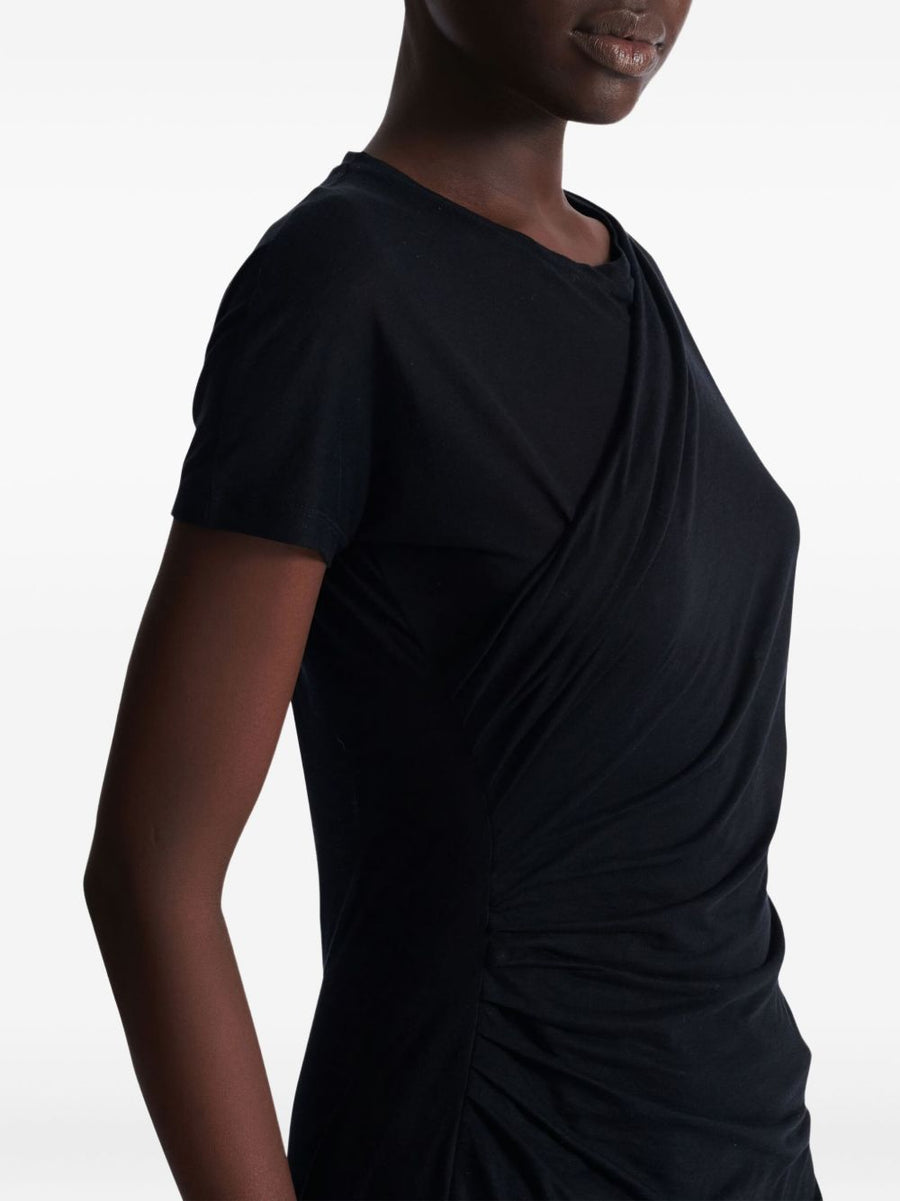Balmain Draped T Shirt With Gathered Detail For Women Luxury Cotton Top Versatile Elevating Everyday Wardrobe
