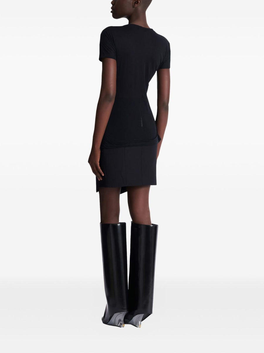 Balmain Draped T Shirt With Gathered Detail For Women Luxury Cotton Top Versatile Elevating Everyday Wardrobe