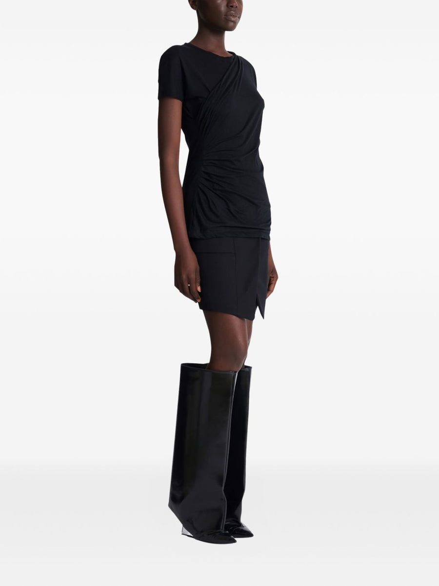 Balmain Draped T Shirt With Gathered Detail For Women Luxury Cotton Top Versatile Elevating Everyday Wardrobe