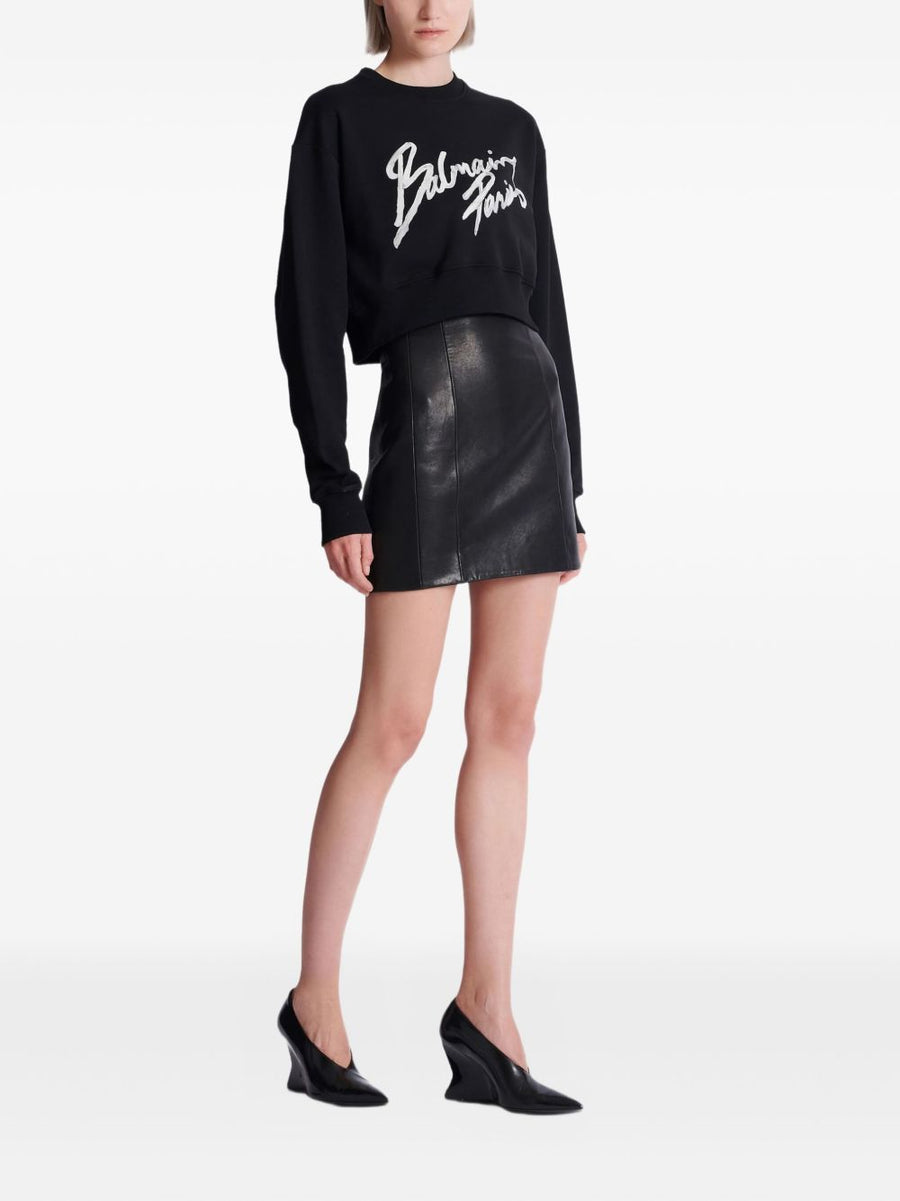 Balmain Logo Cropped Sweatshirt For Women Organic Cotton Premium Luxury Streetwear Capsule