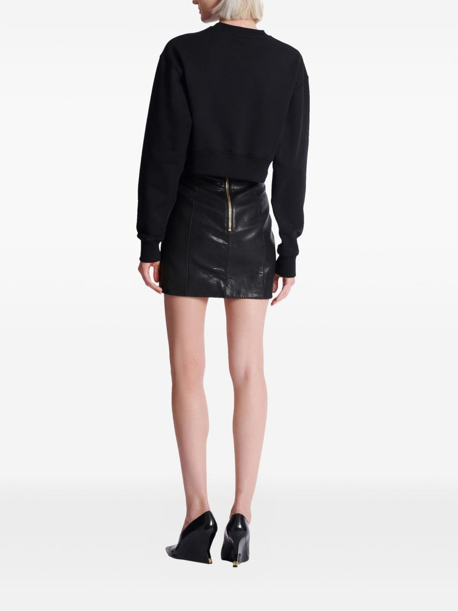 Balmain Logo Cropped Sweatshirt For Women Organic Cotton Premium Luxury Streetwear Capsule