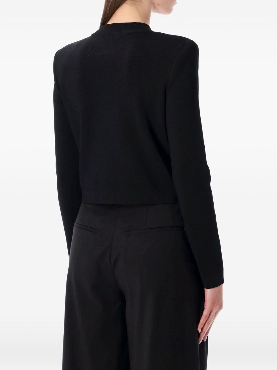 Balmain Buttoned Cardigan For Women Luxury Crewneck With Gold Hardware And Chest Pockets