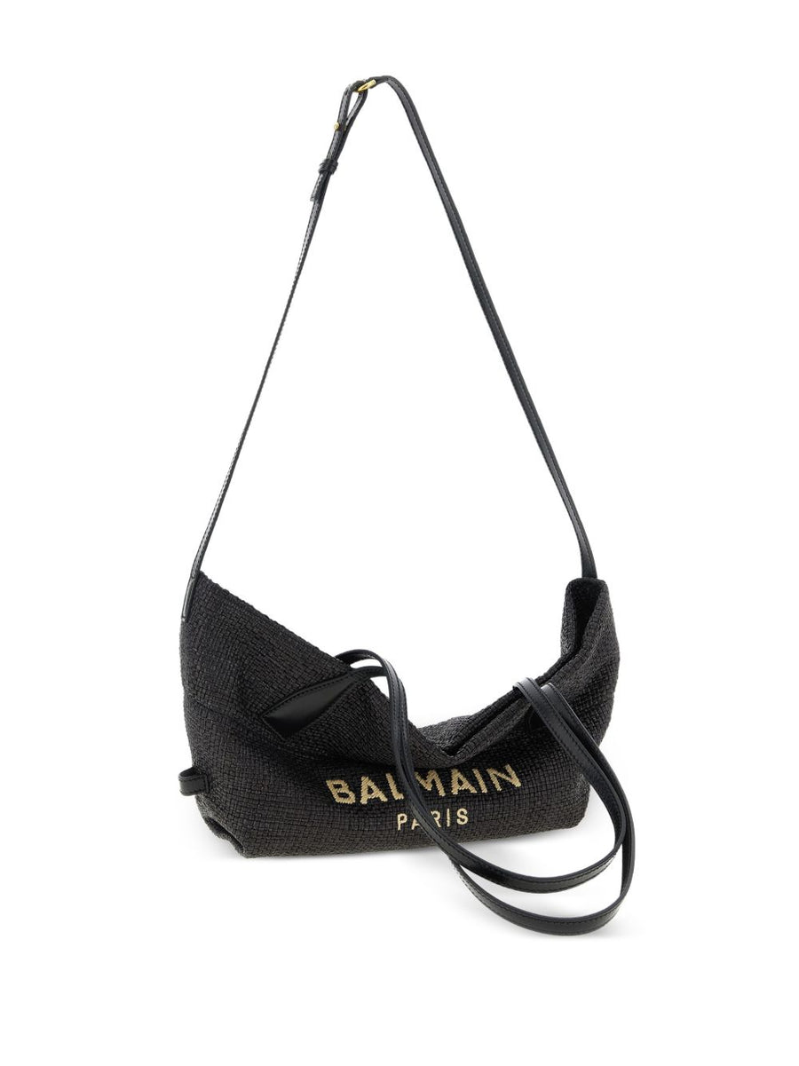 Balmain Track Tote Bag for Women, Raffia and Calfskin Luxury, Everyday City Style, Premium Craft