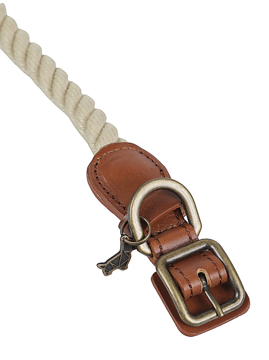 Poldo Dog Couture Bonfire Leather Collar For Daily Luxury On The Go Dogs Beige Brass