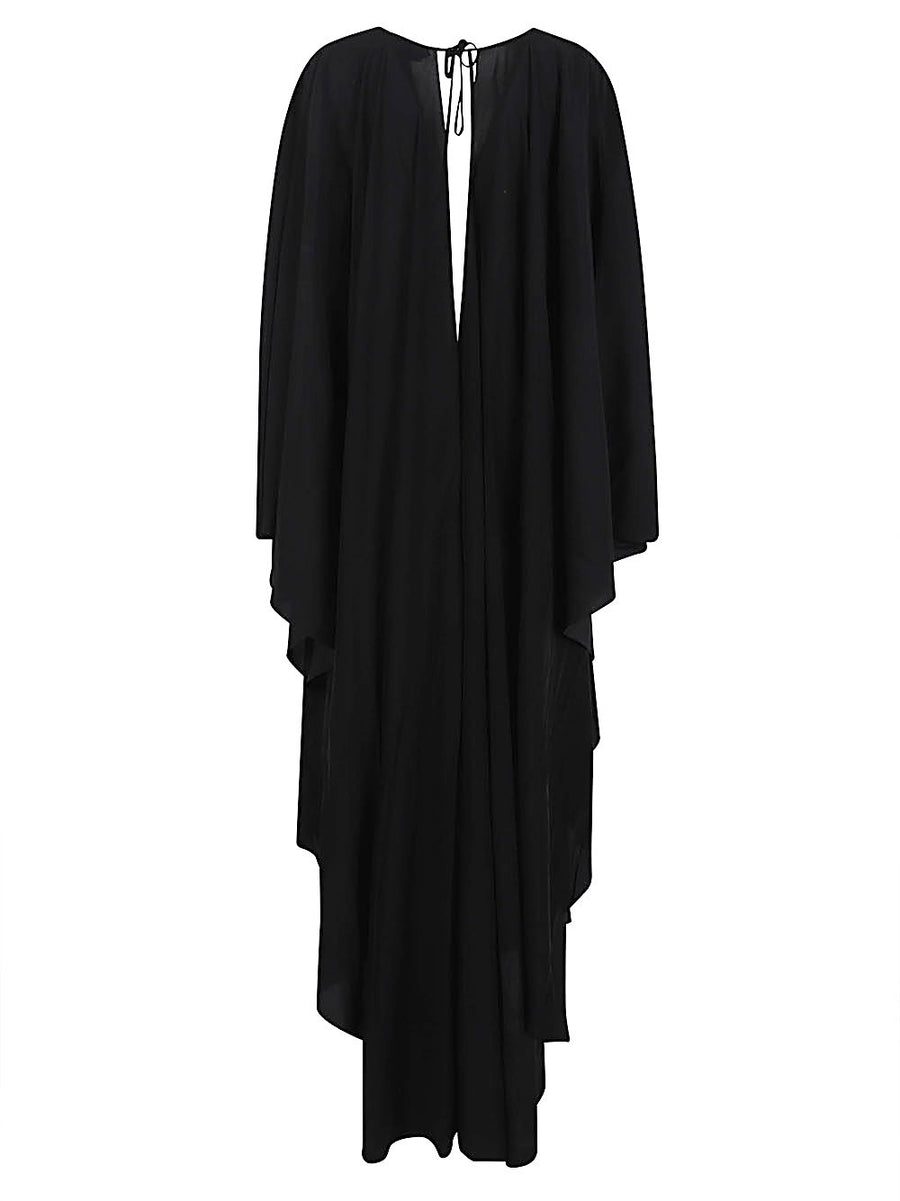 Tom Ford Silk Kaftan Luxury Beach Cover Up for Women Open Back V Neck Black Silk