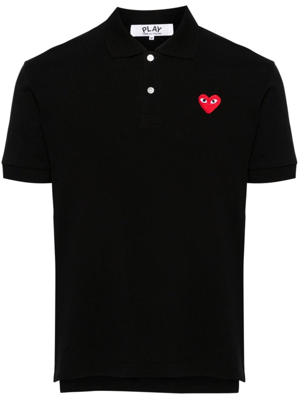 Comme Des Garcons Cotton Polo Shirt Black Standard Size for Men Premium Versatile Smart Casual