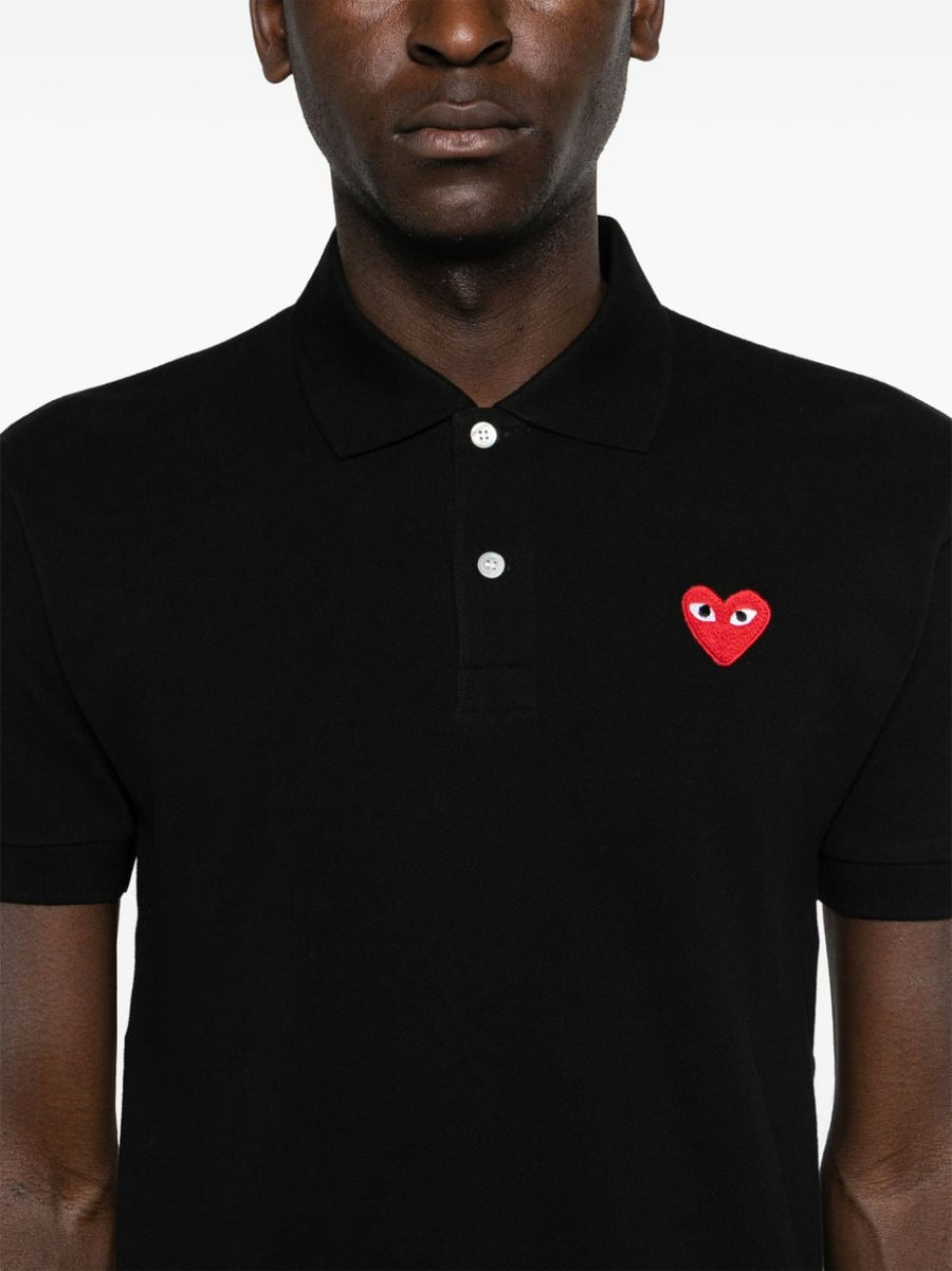Comme Des Garcons Cotton Polo Shirt Black Standard Size for Men Premium Versatile Smart Casual