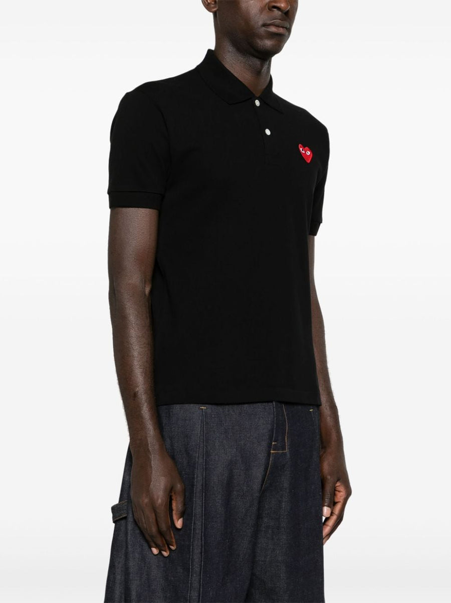 Comme Des Garcons Cotton Polo Shirt Black Standard Size for Men Premium Versatile Smart Casual