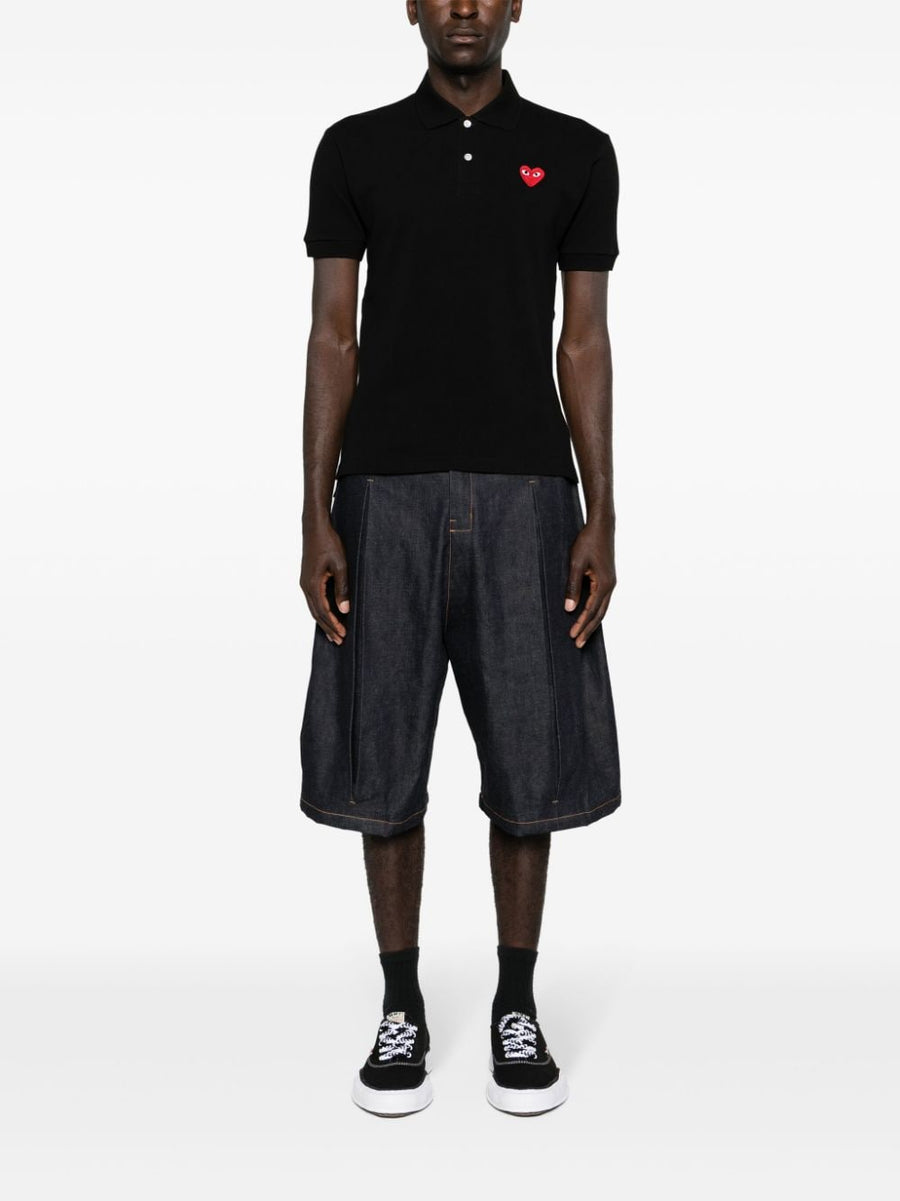 Comme Des Garcons Cotton Polo Shirt Black Standard Size for Men Premium Versatile Smart Casual