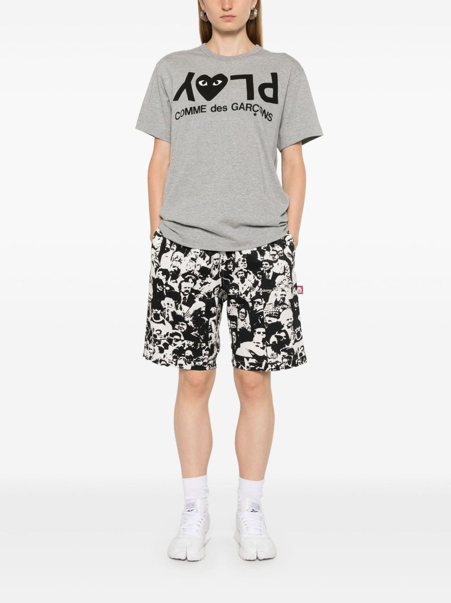 Comme Des Garcons Cotton T Shirt Grey Lightweight Jersey Crew Neck For Men Chest Logo Streetwear