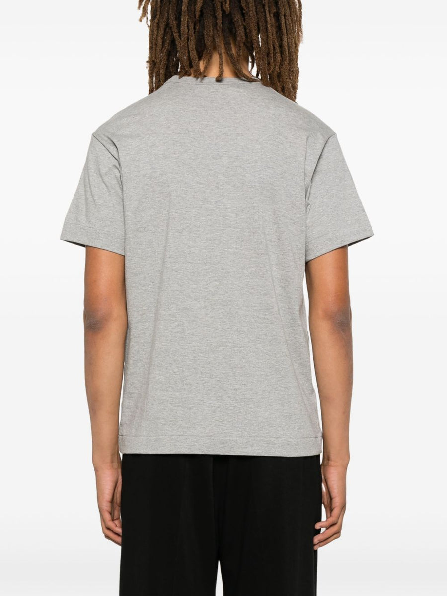 Comme Des Garcons Cotton T Shirt Grey Lightweight Jersey Crew Neck For Men Chest Logo Streetwear