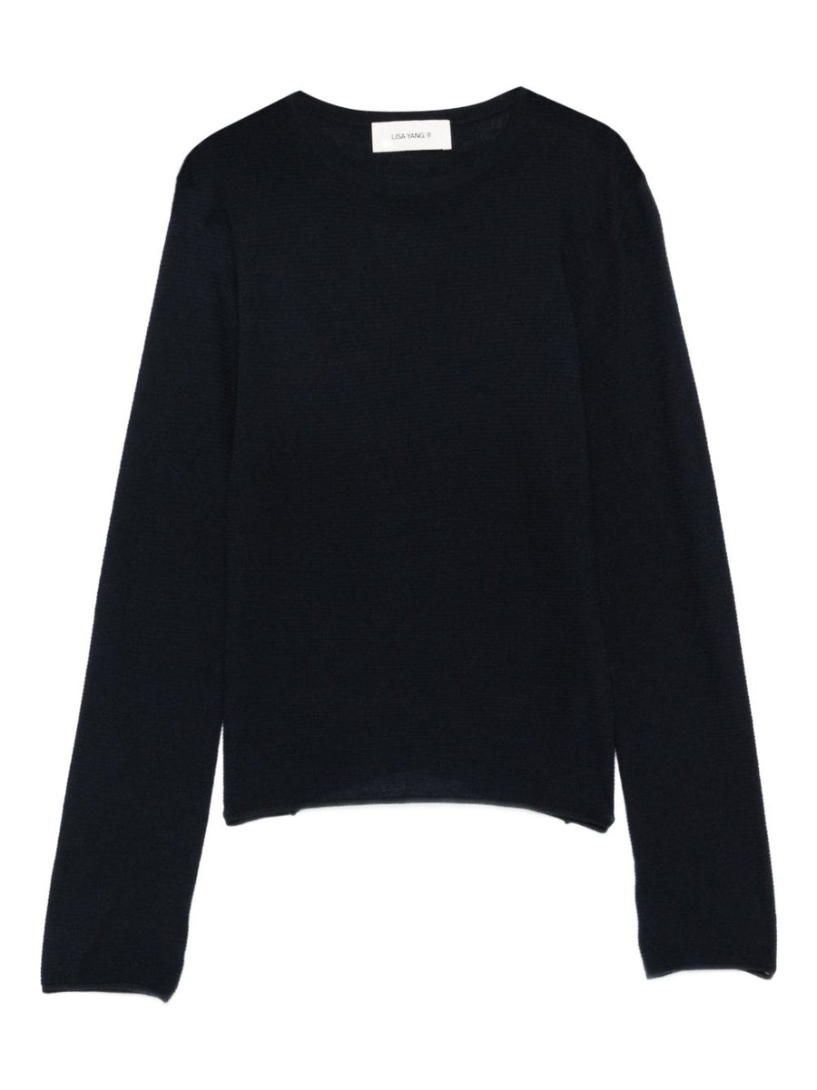 Lisa Yang Georgie Cashmere Sweater Navy Premium 100% Cashmere Timeless Warmth for Women
