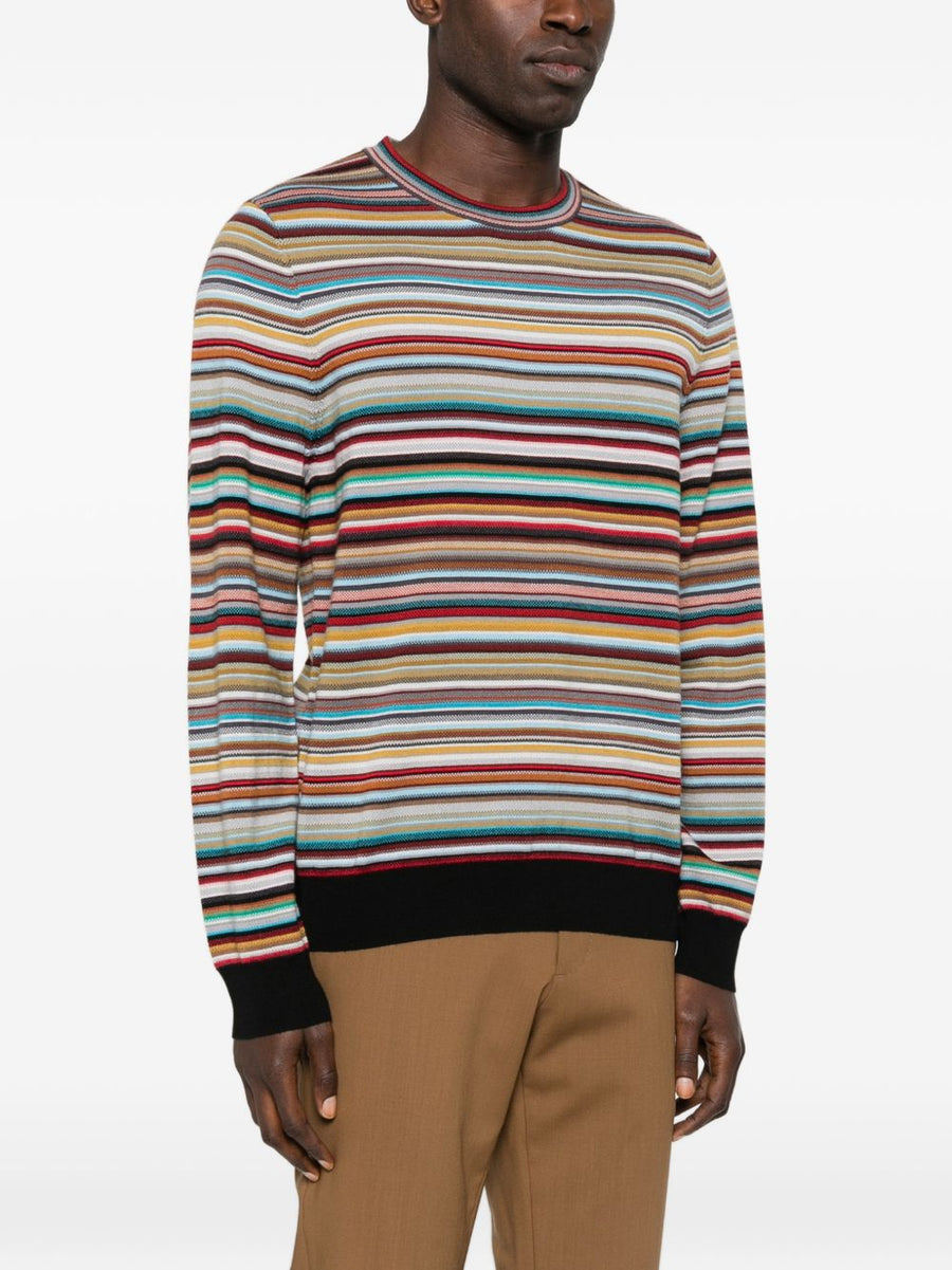 Paul Smith Signature Stripe Merino Wool Sweater For Men Premium Multicolor Knit Collection