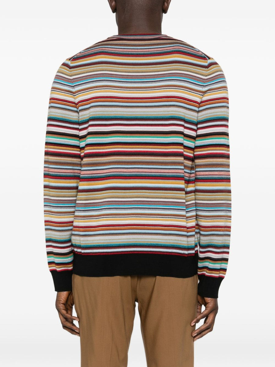 Paul Smith Signature Stripe Merino Wool Sweater For Men Premium Multicolor Knit Collection
