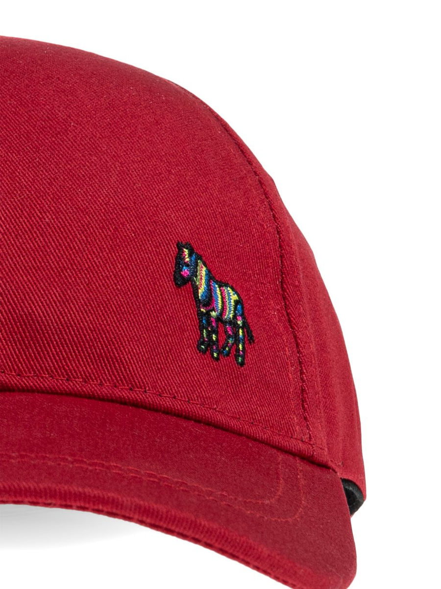 Paul Smith Zebra Logo Baseball Cap Red Cotton For Men Premium Casual Headwear With Adjustable Strap