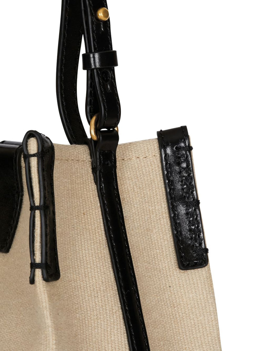 Balmain Bucket Bag Release Beige Canvas And Calfskin With Detachable Strap And Luxurious Top Handle For Women