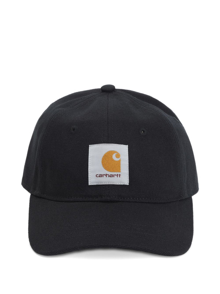 Carhartt WIP Pre Canvas 6 Panel Cap Black Cotton Durable Everyday Wear For Men Logo Patch Casual Style