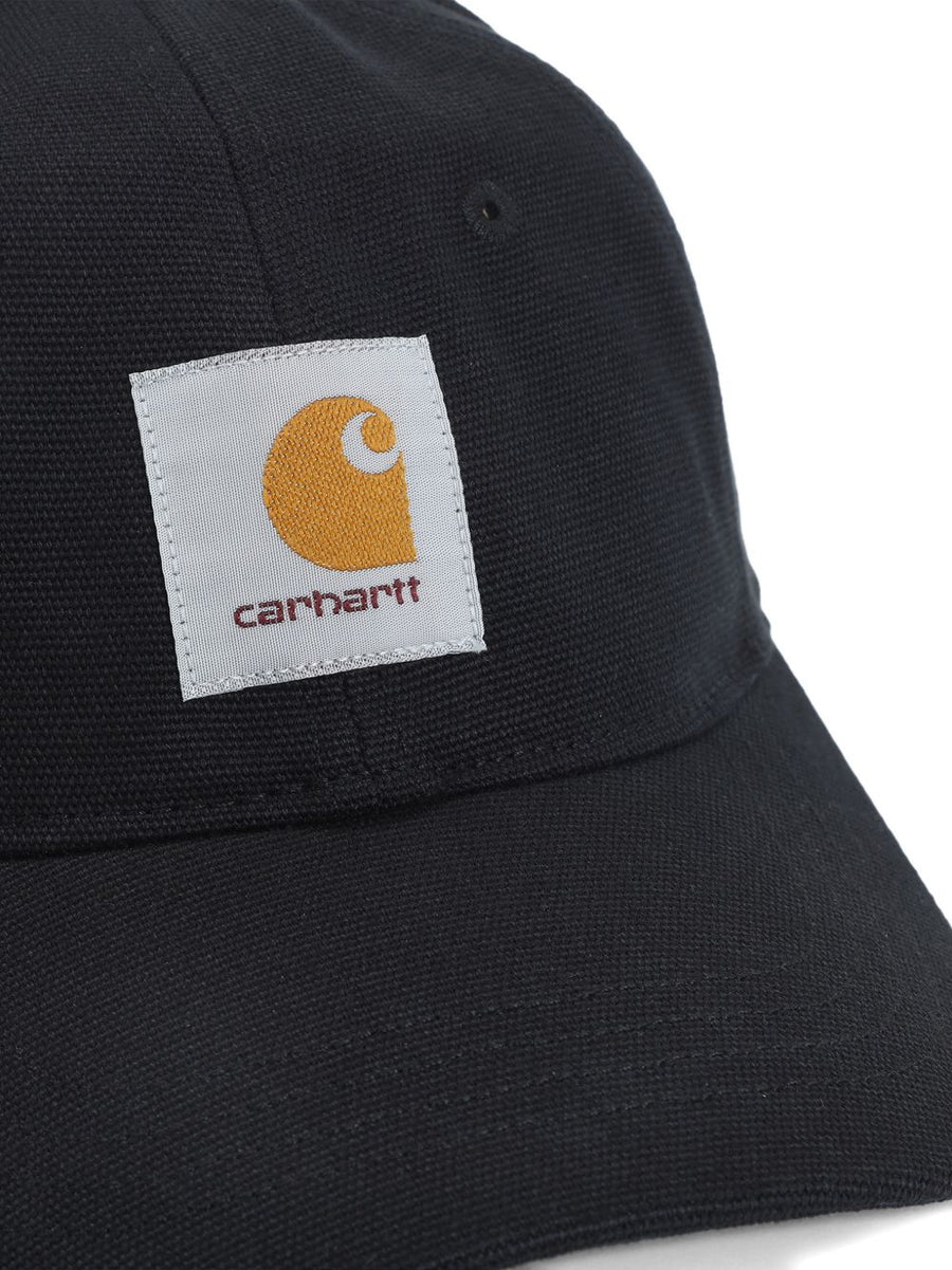 Carhartt WIP Pre Canvas 6 Panel Cap Black Cotton Durable Everyday Wear For Men Logo Patch Casual Style