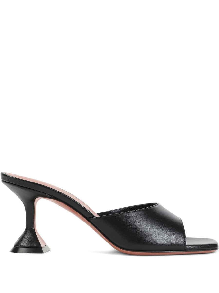 Amina Muaddi Lupita Slipper Luxurious Black Lamb Leather Mule With 7cm Heel For Elegant Everyday Women