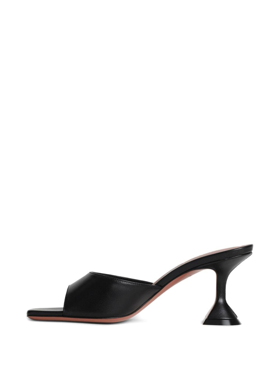 Amina Muaddi Lupita Slipper Luxurious Black Lamb Leather Mule With 7cm Heel For Elegant Everyday Women