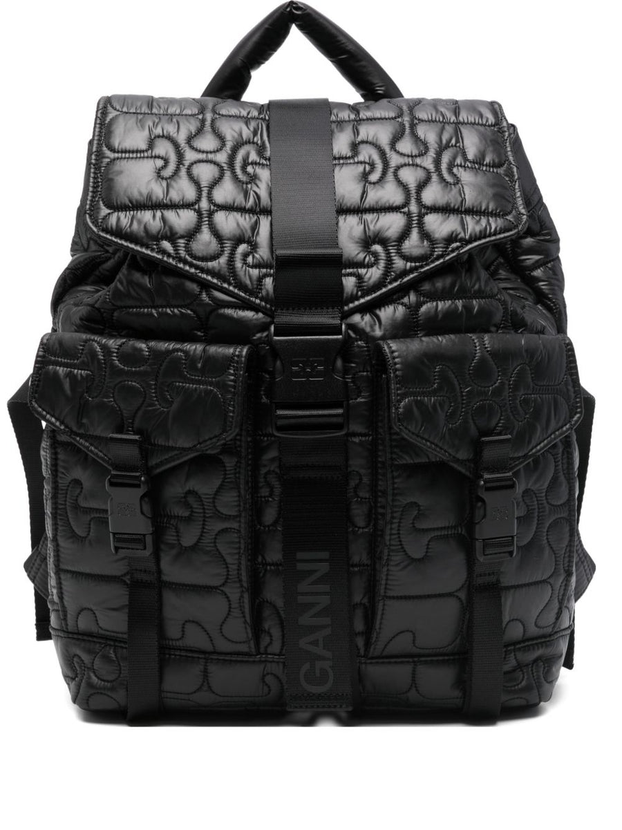 Ganni Quilted Buckle Backpack For Women Versatile Everyday Organization And All Day Comfort