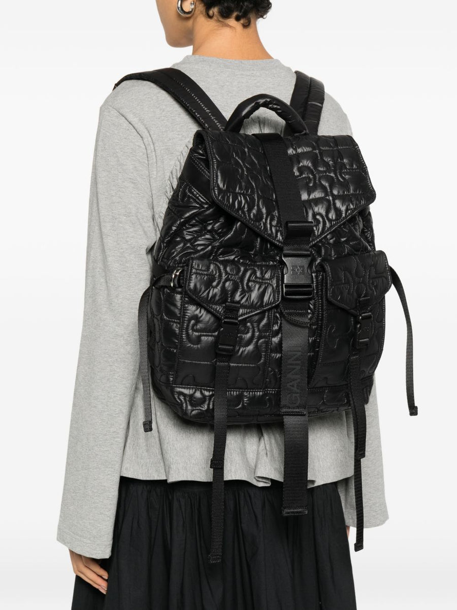 Ganni Quilted Buckle Backpack For Women Versatile Everyday Organization And All Day Comfort