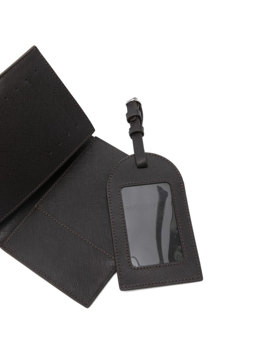 Emporio Armani Passport Holder For Travelers Luxurious Slim PU With Card Slots Gift Box