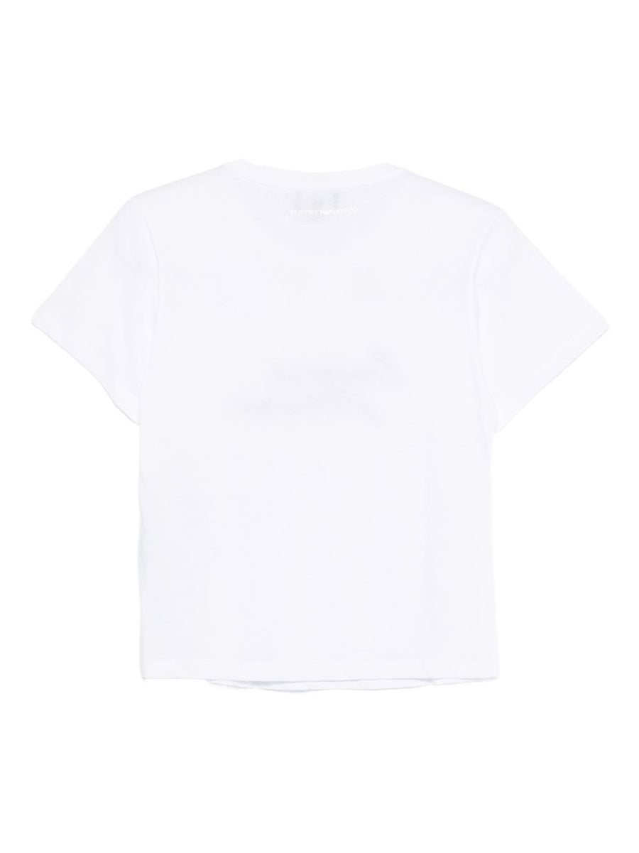 Emporio Armani Logo Cotton T Shirt With White Sequin Detail For Women Luxury Round Neck Tee