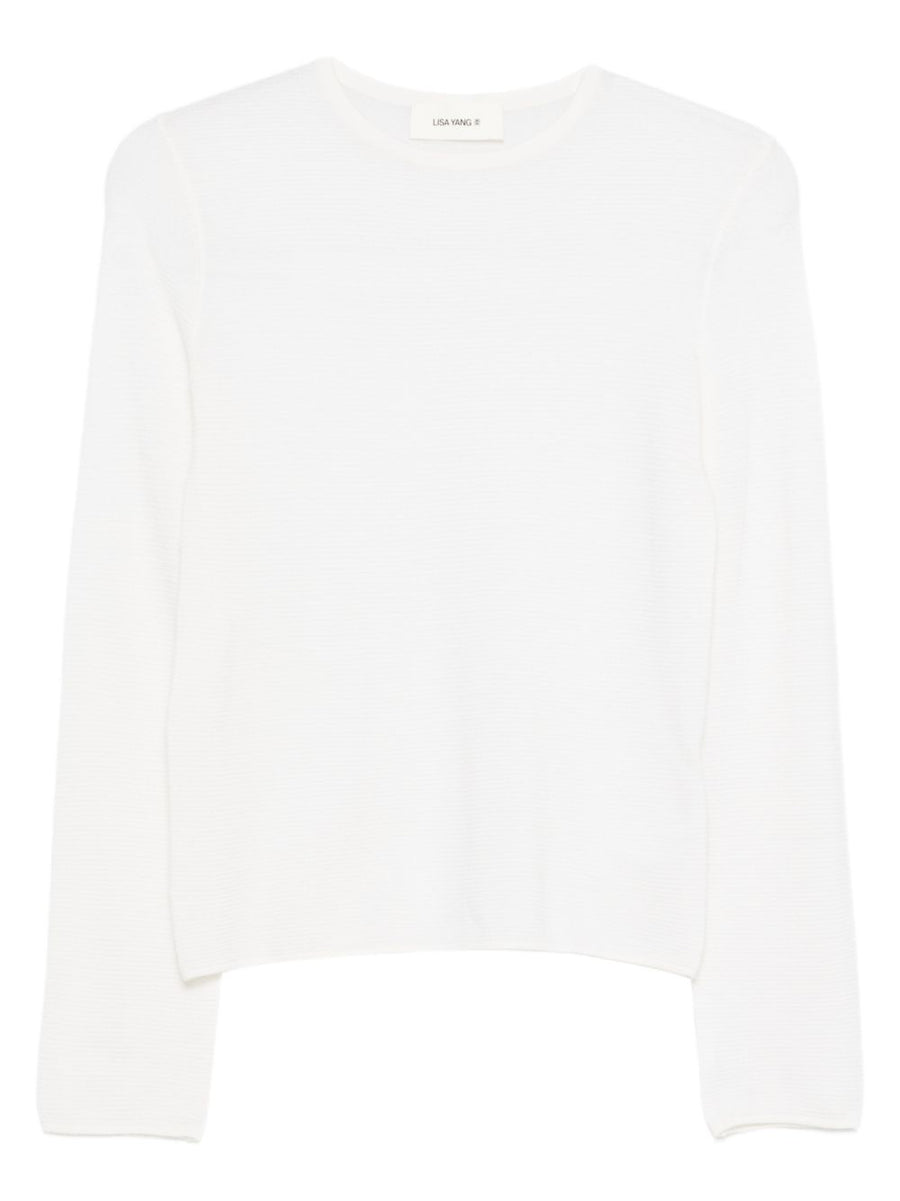 Lisa Yang Georgie Cashmere Sweater For Women Ultra Soft Lightweight Warmth Ivory