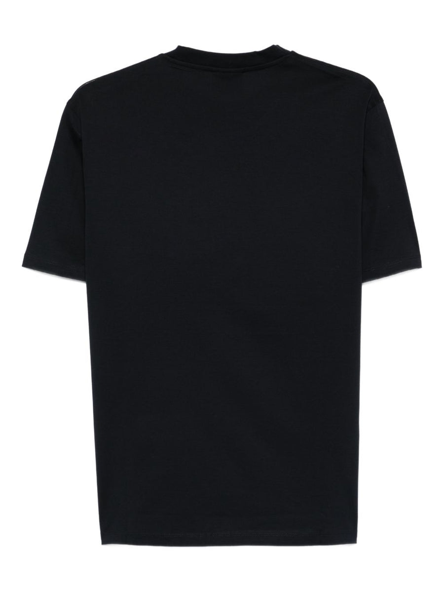 Emporio Armani Logo T Shirt For Men 100 Percent Cotton Navy Crewneck Premium Embossed Logo Tee