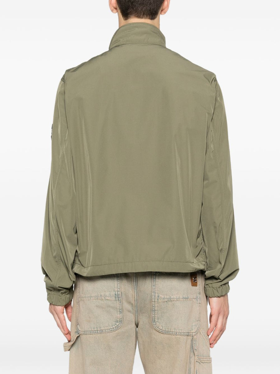 Stone Island Zipped Blouson Jacket For Men Army Green With Zip Pockets Stand Up Collar