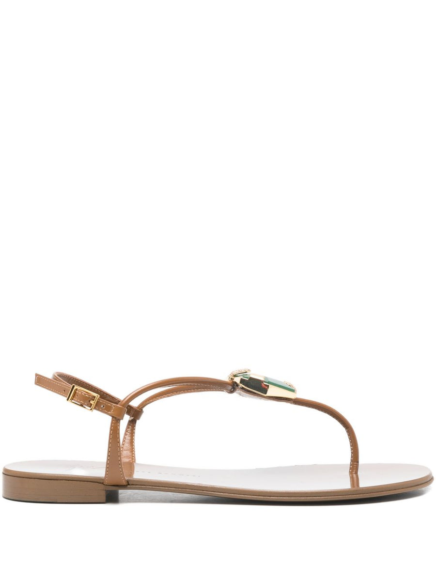 Giuseppe Zanotti Atlantide Buckle Sandals for Women Stone Embellished Buckle Minimalist Thong 1 cm Heel
