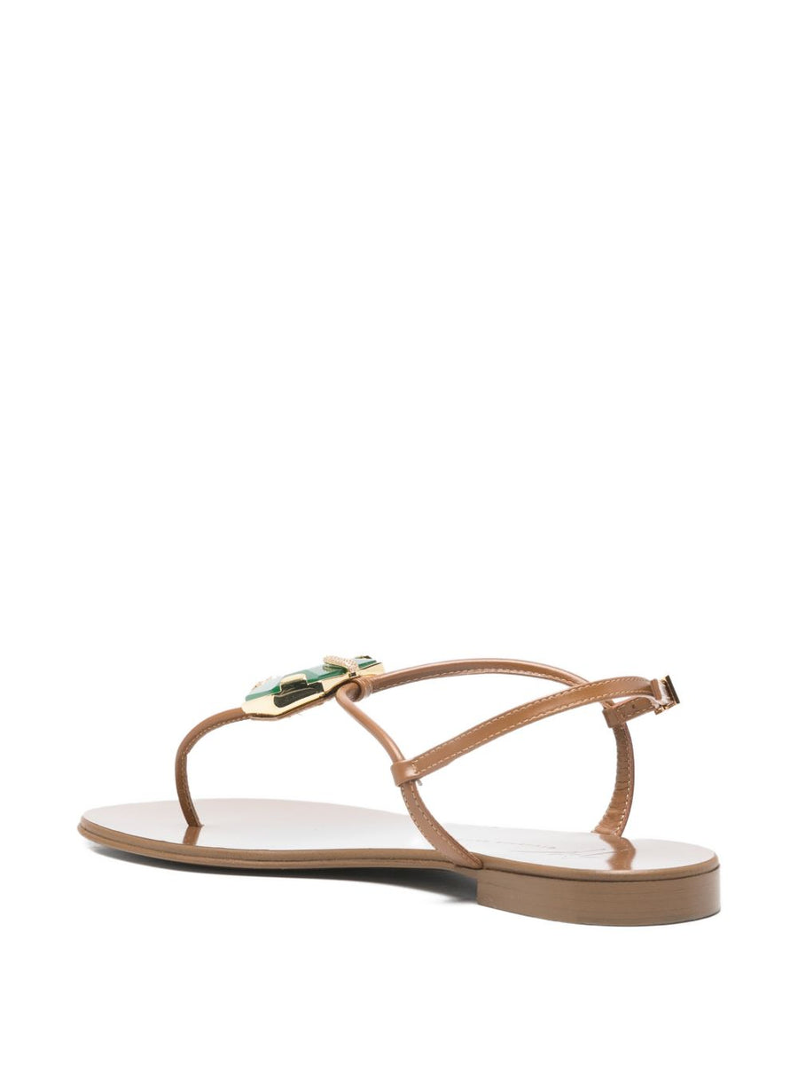 Giuseppe Zanotti Atlantide Buckle Sandals for Women Stone Embellished Buckle Minimalist Thong 1 cm Heel