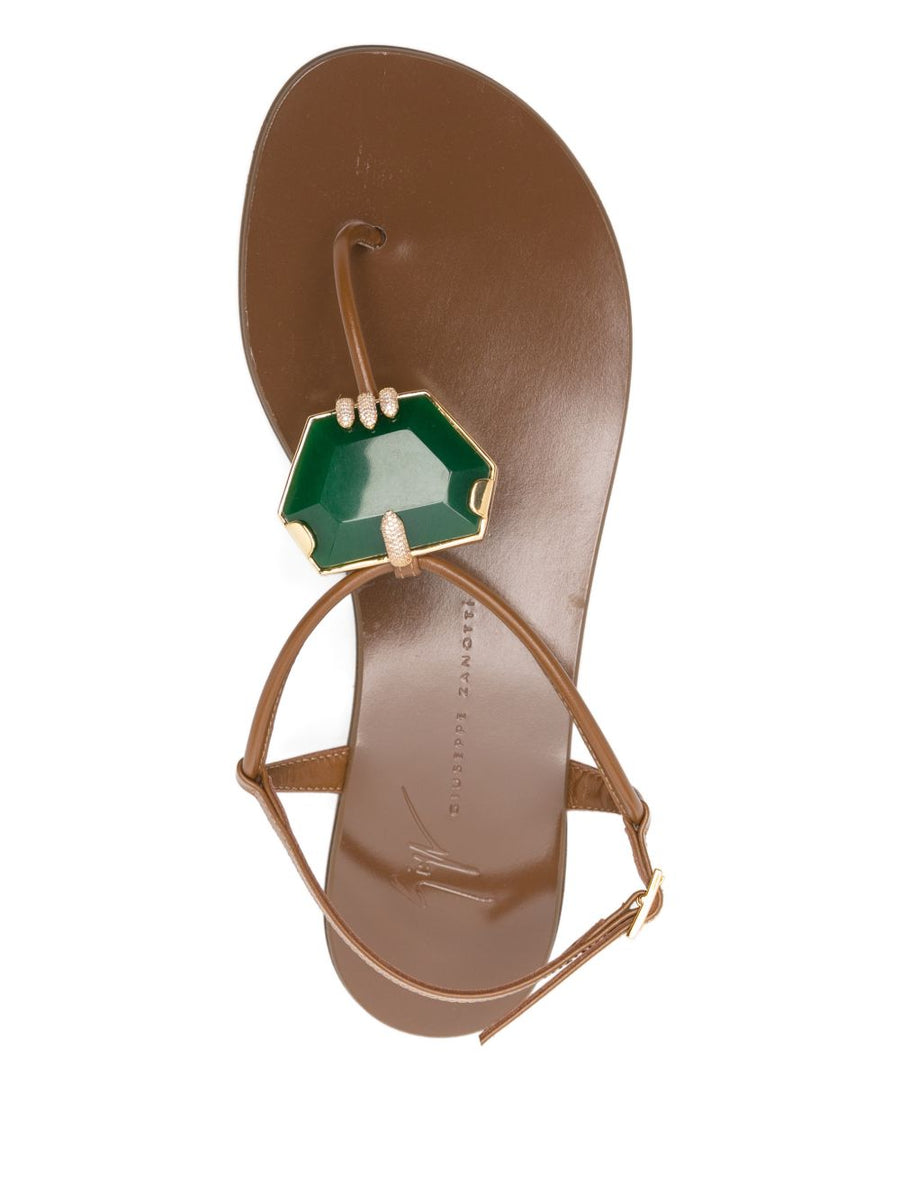 Giuseppe Zanotti Atlantide Buckle Sandals for Women Stone Embellished Buckle Minimalist Thong 1 cm Heel